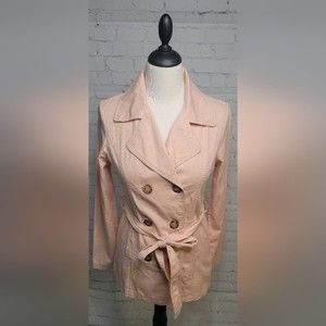 Forever 21 Essentials Pea Coat Style Coat, size Sm 100% Cotton in a Peach Color